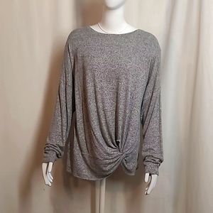 A New Day XXL Marled Gray Soft Knot front Long Sleeve Shirt
